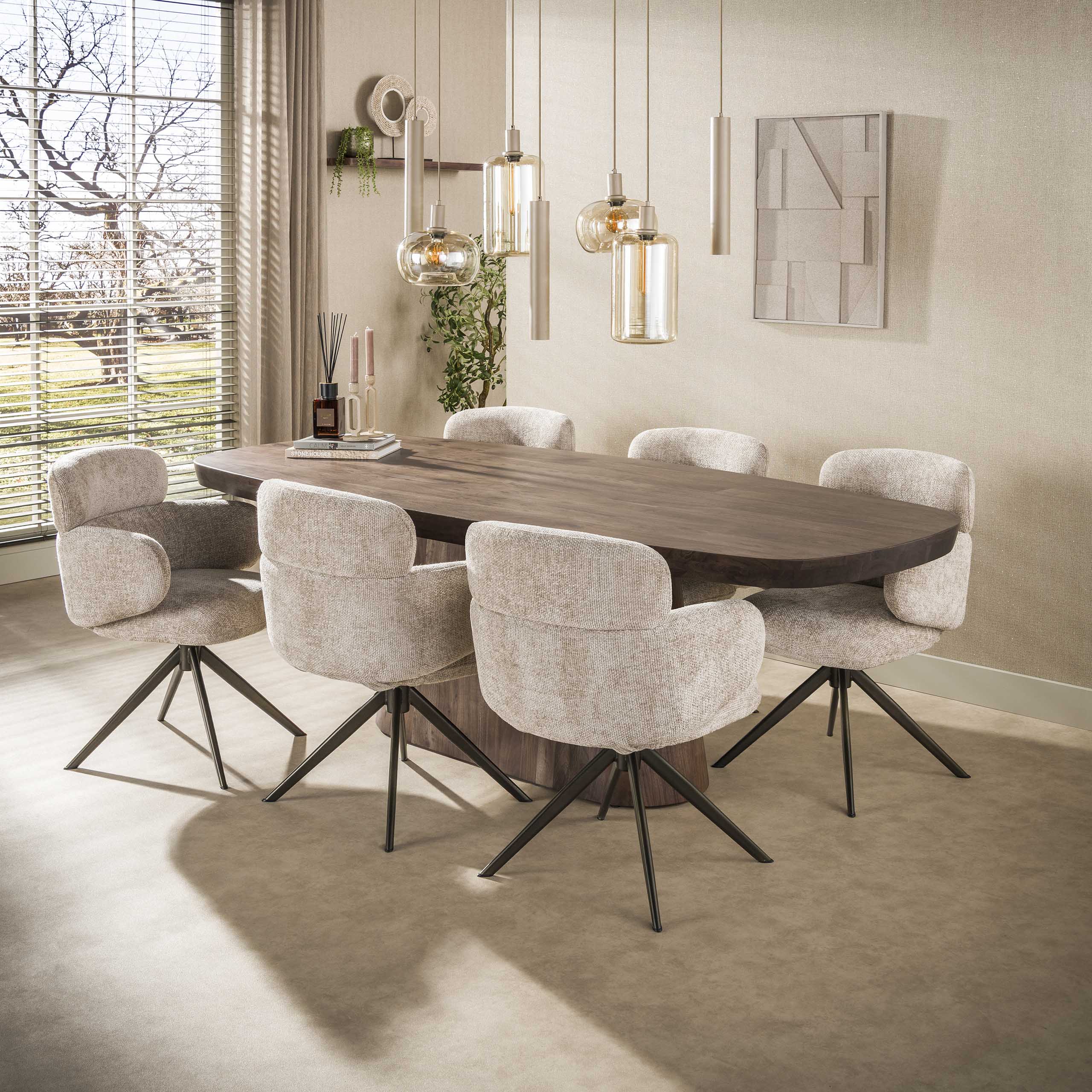 Eettafel Arcadia deens ovaal 240cm / Massief acacia bruin – afbeelding 4