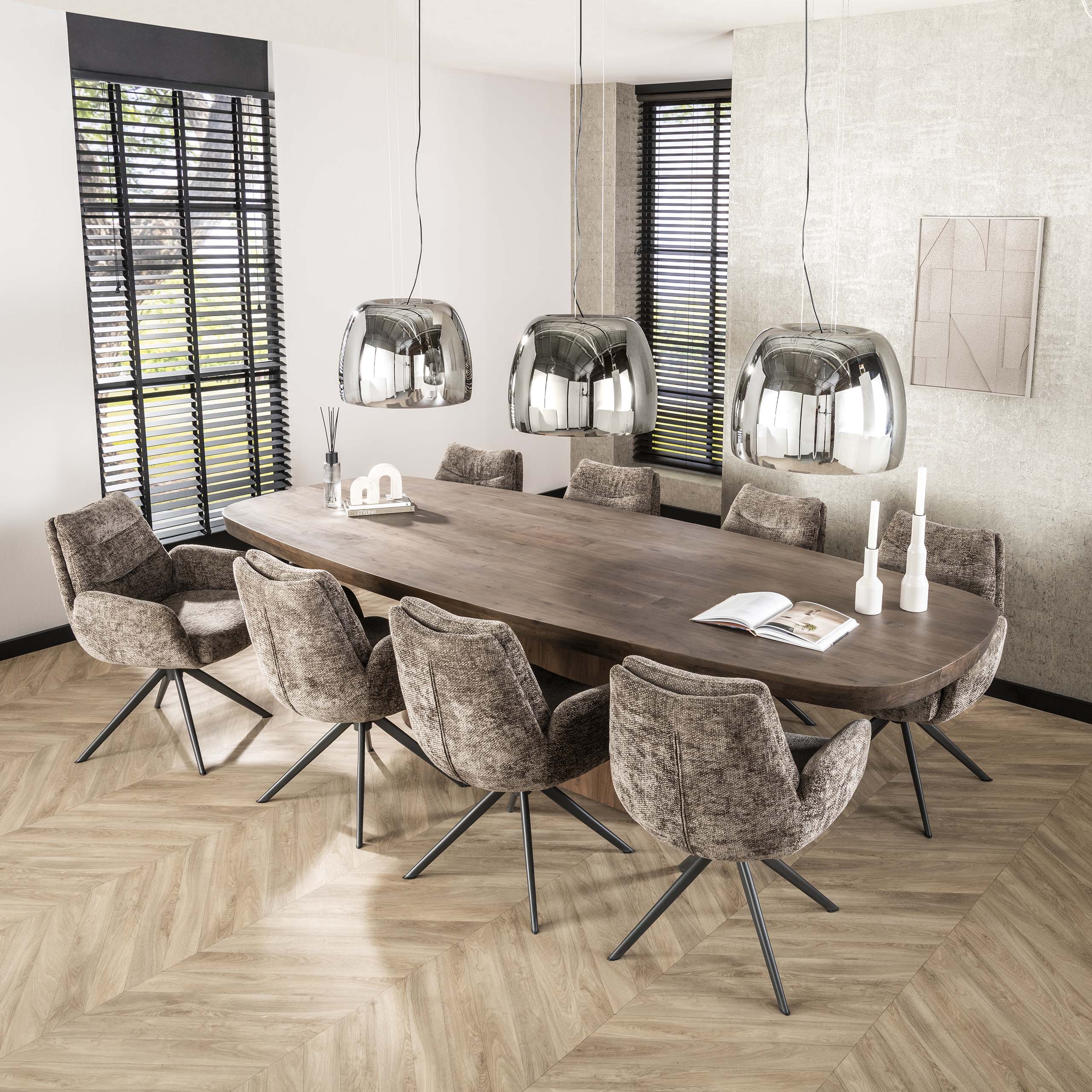 Eettafel Arcadia deens ovaal 300cm / Massief acacia bruin – afbeelding 1