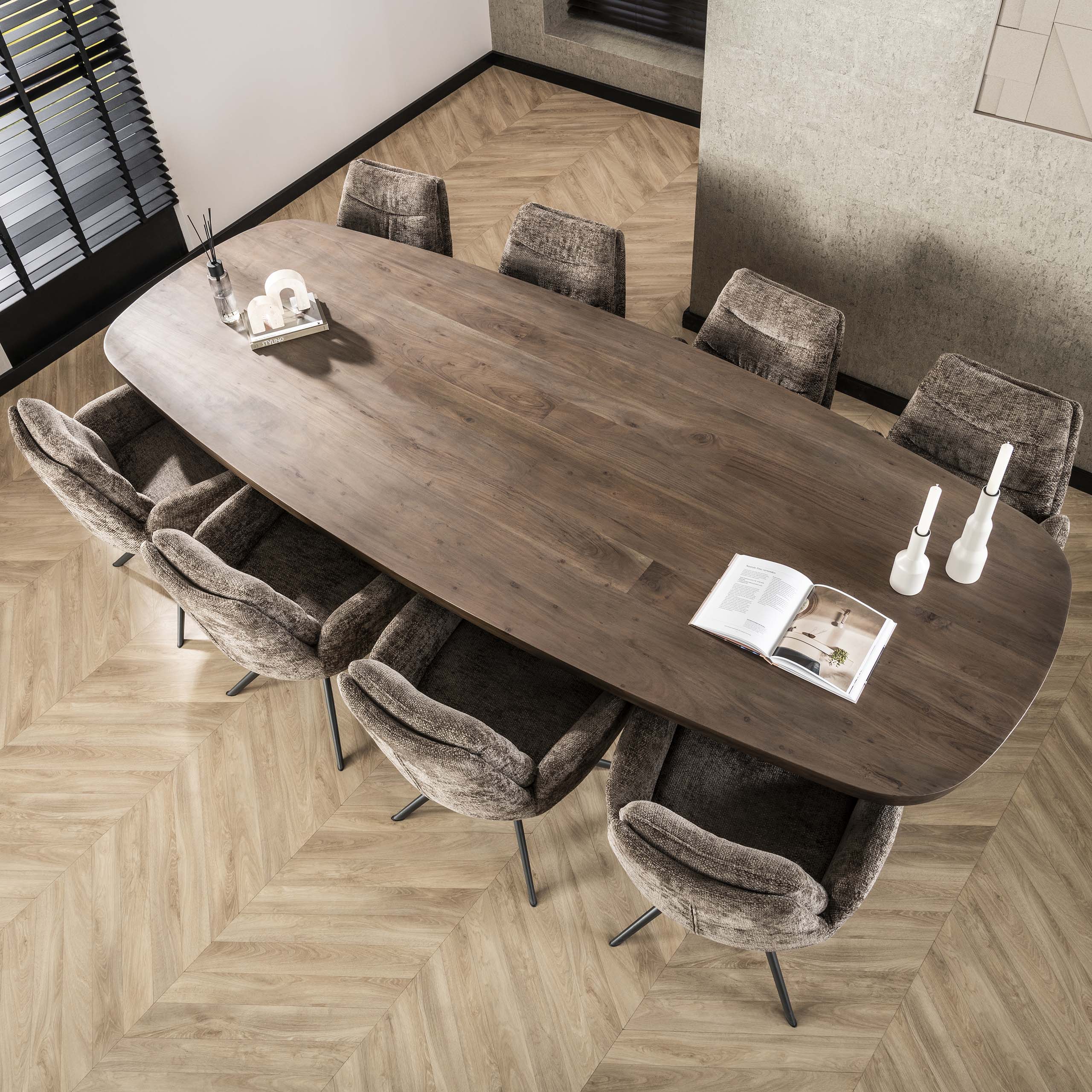 Eettafel Arcadia deens ovaal 300cm / Massief acacia bruin – afbeelding 2