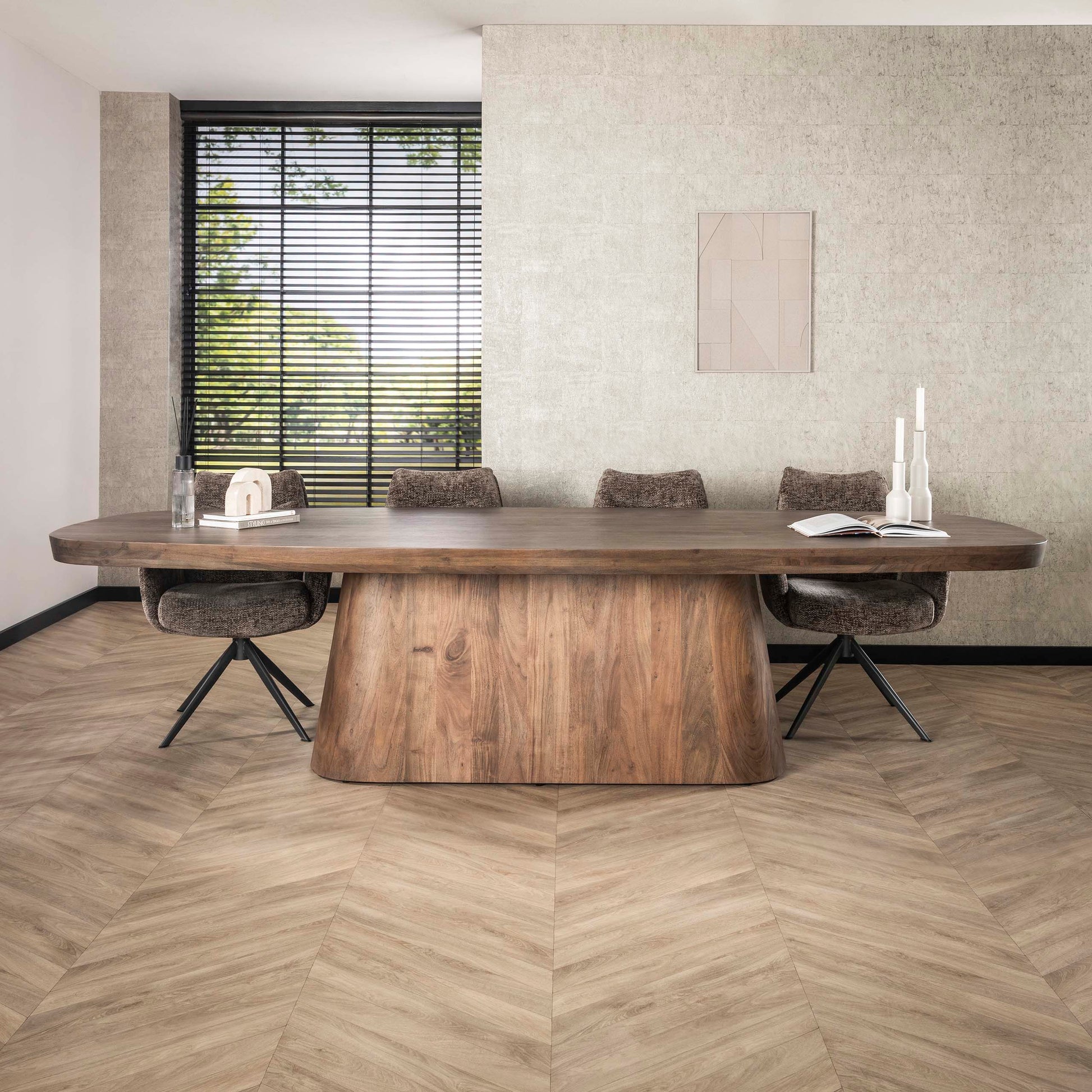 Eettafel Arcadia deens ovaal 300cm / Massief acacia bruin – afbeelding 4