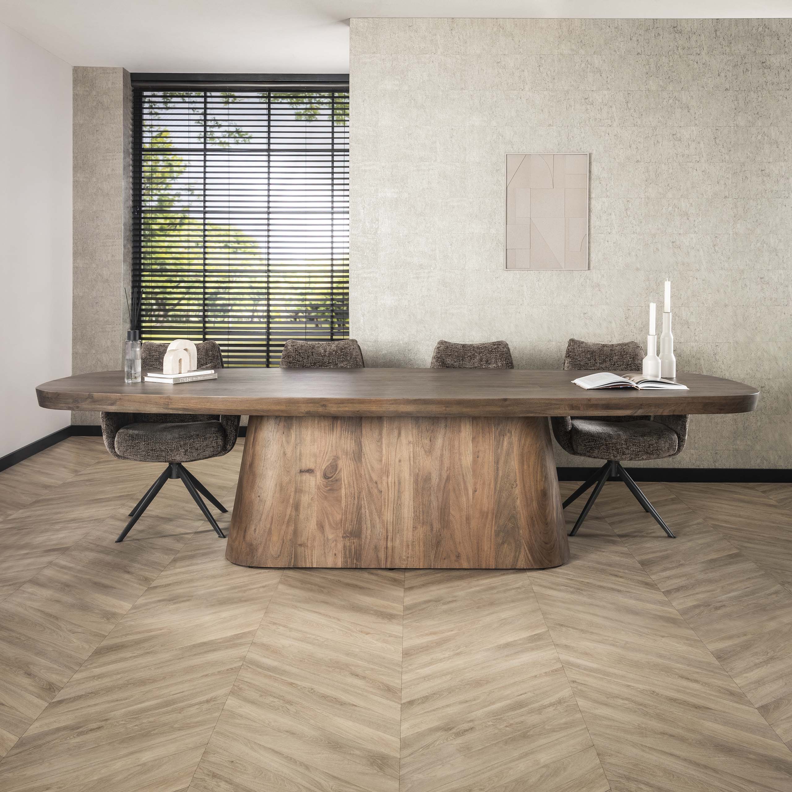 Eettafel Arcadia deens ovaal 300cm / Massief acacia bruin – afbeelding 4