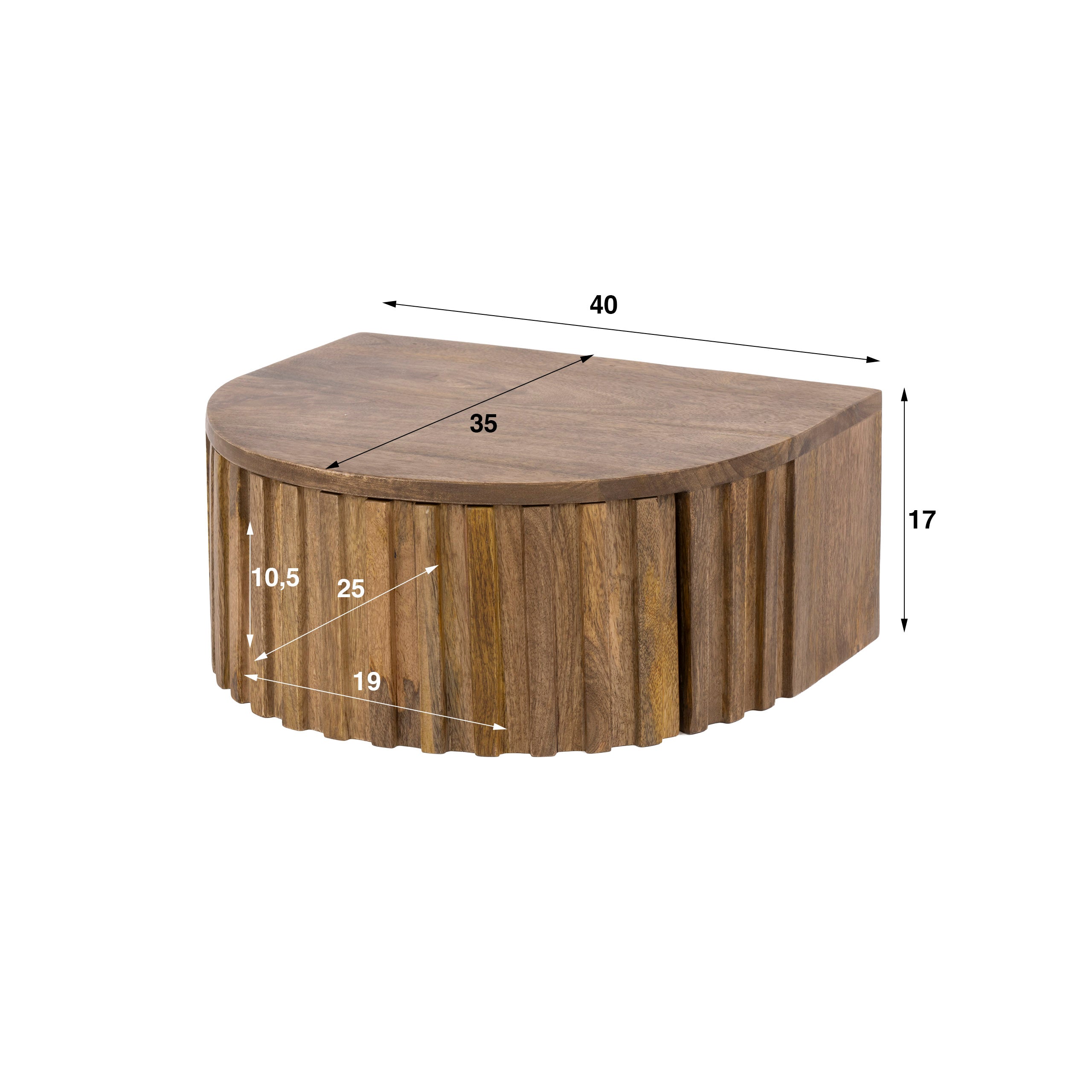 Nachtkastje Ridge zwevend 1 lade / Massief mango zand – afbeelding 6