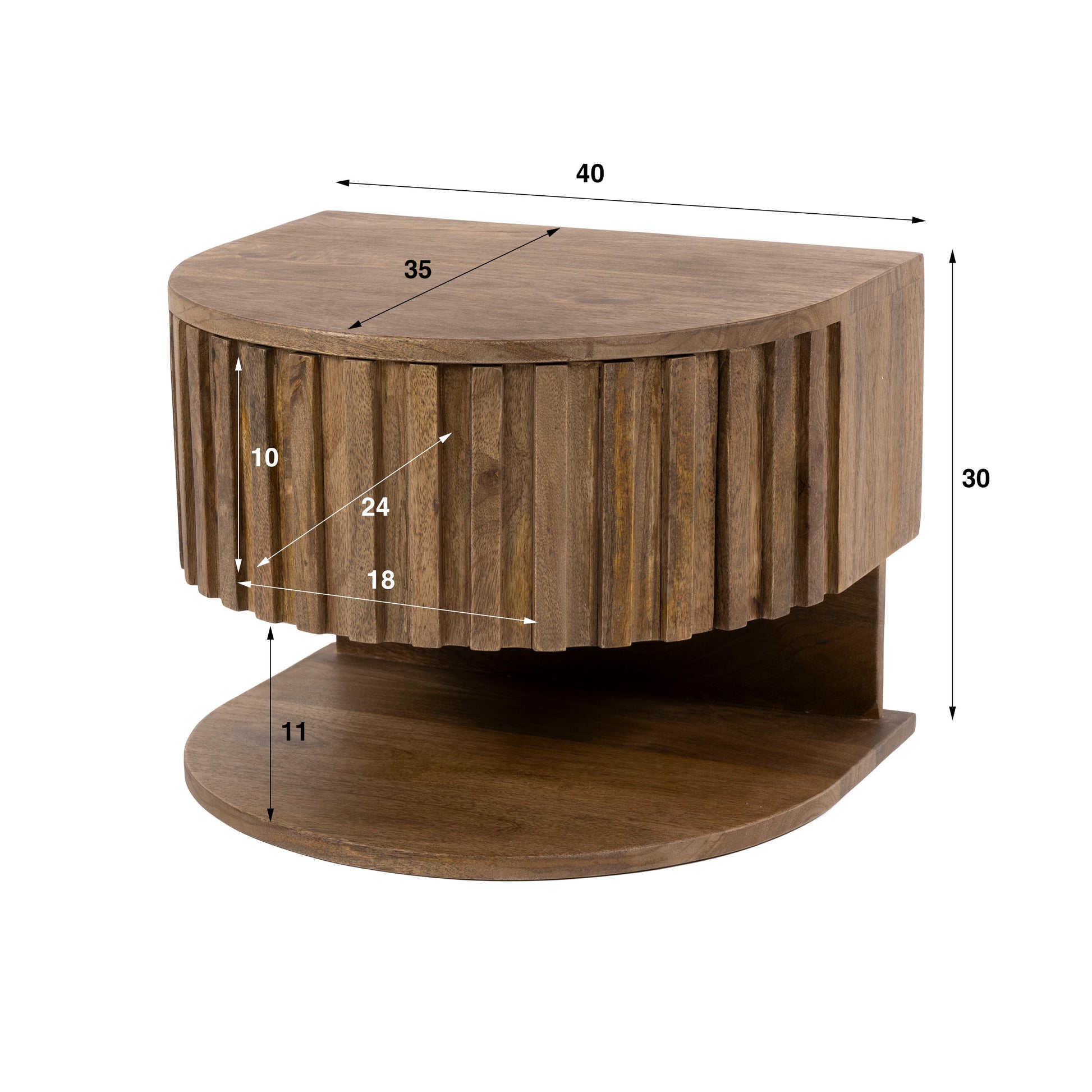 Nachtkastje Ridge shelve zwevend 1 lade / Massief mango zand – afbeelding 5