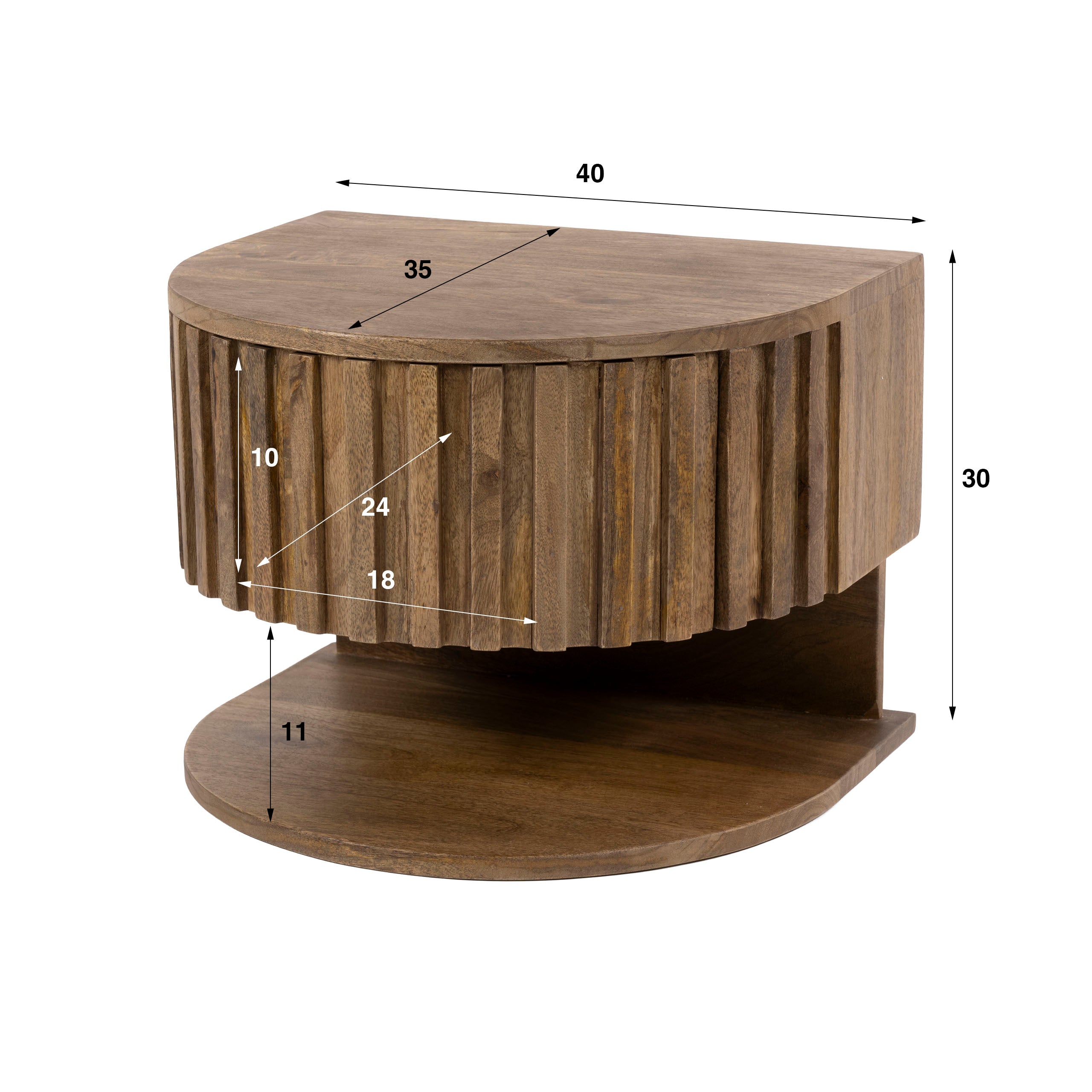Nachtkastje Ridge shelve zwevend 1 lade / Massief mango zand – afbeelding 5