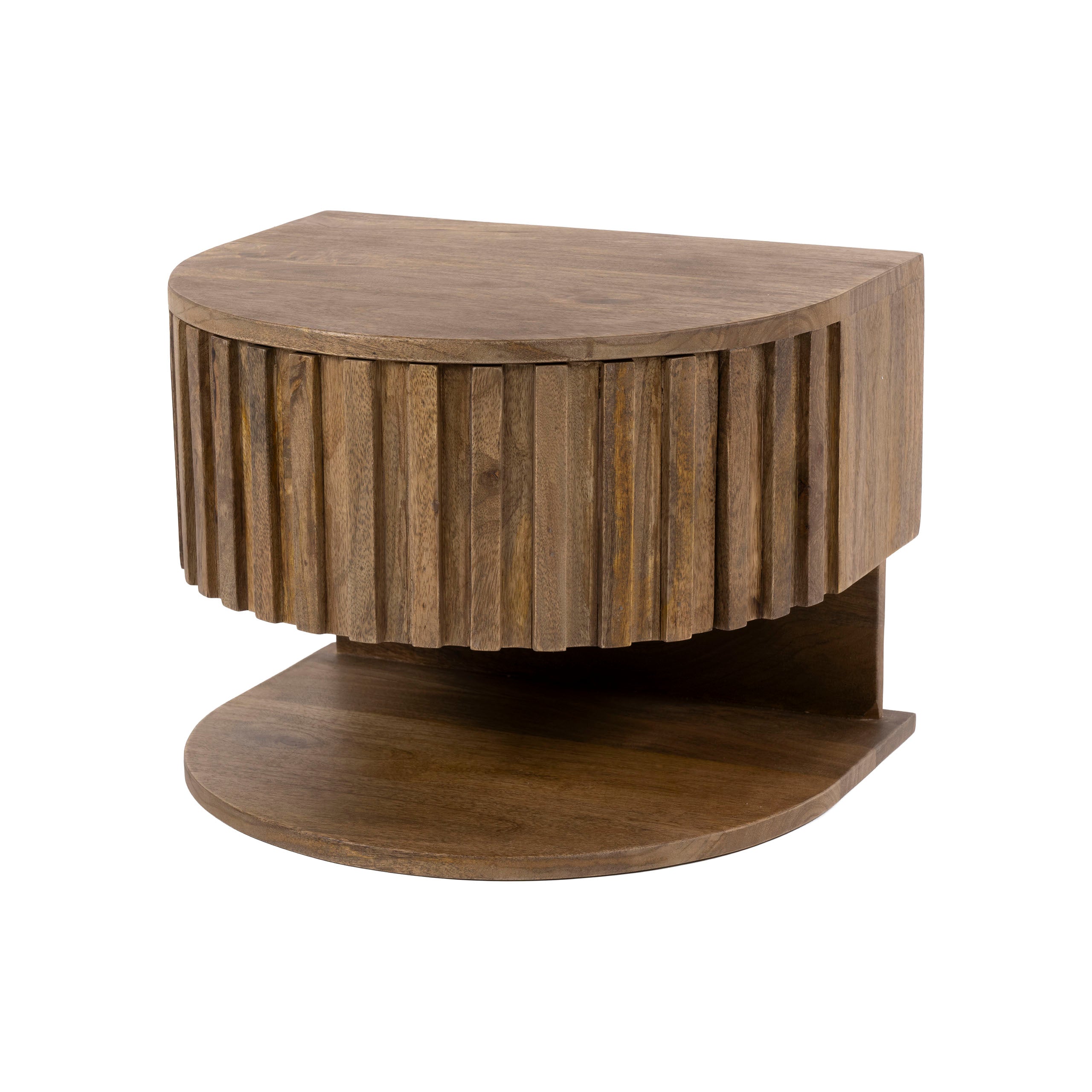 Nachtkastje Ridge shelve zwevend 1 lade / Massief mango zand – afbeelding 4