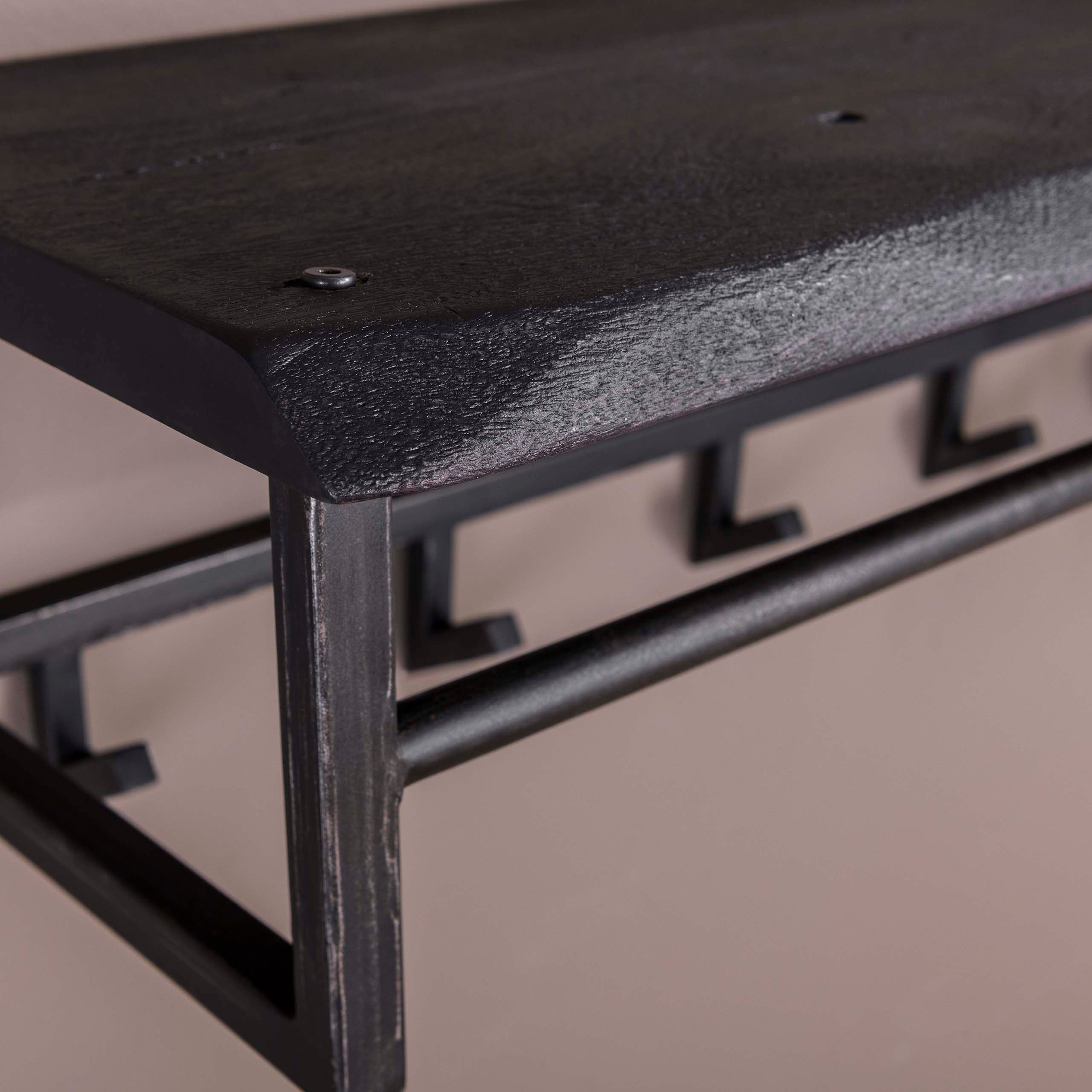 Kapstok Yucon hoedenplank 6H / Massief acacia zwart – afbeelding 3