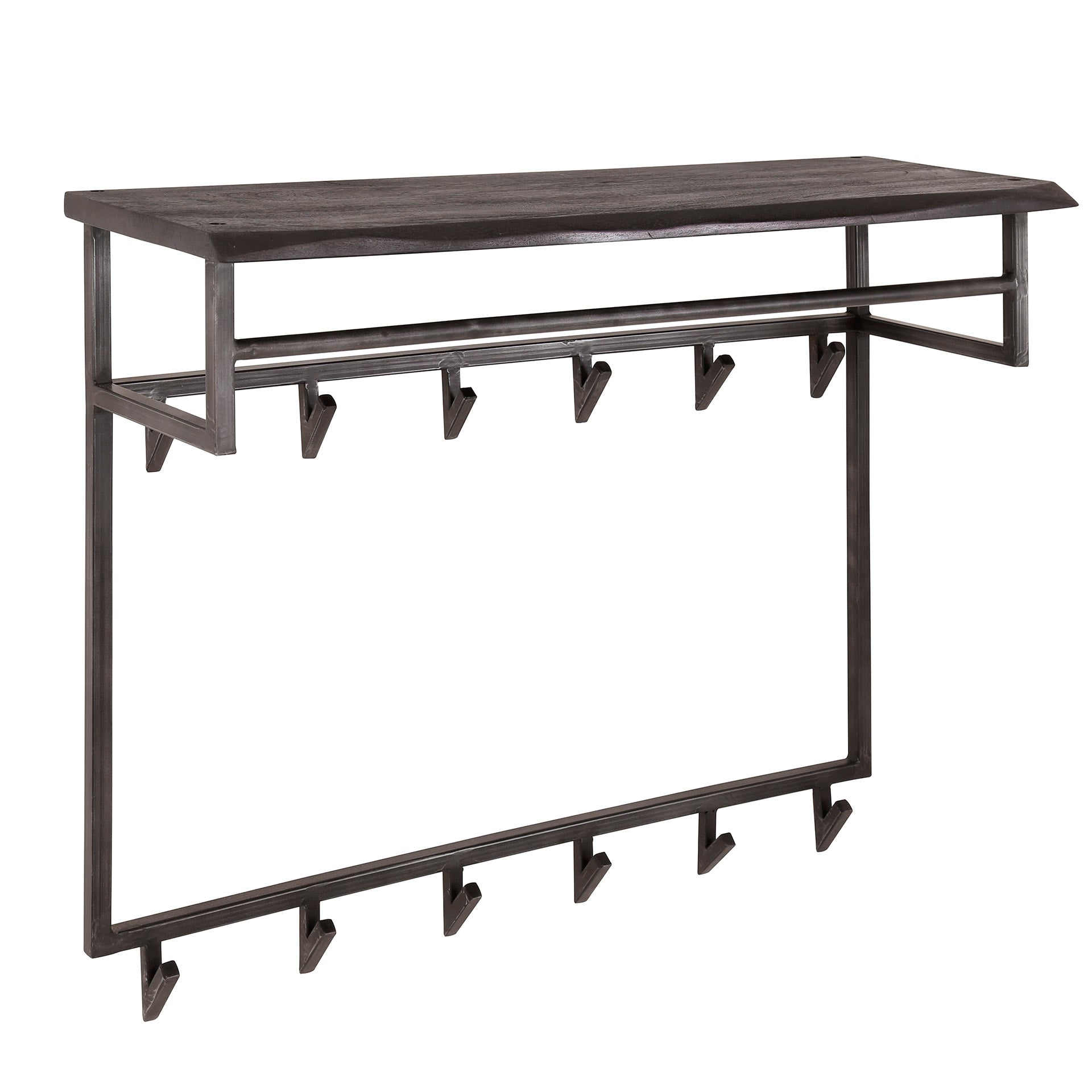 Kapstok Yucon hoog hoedenplank 12 haken / Massief acacia zwart – afbeelding 4