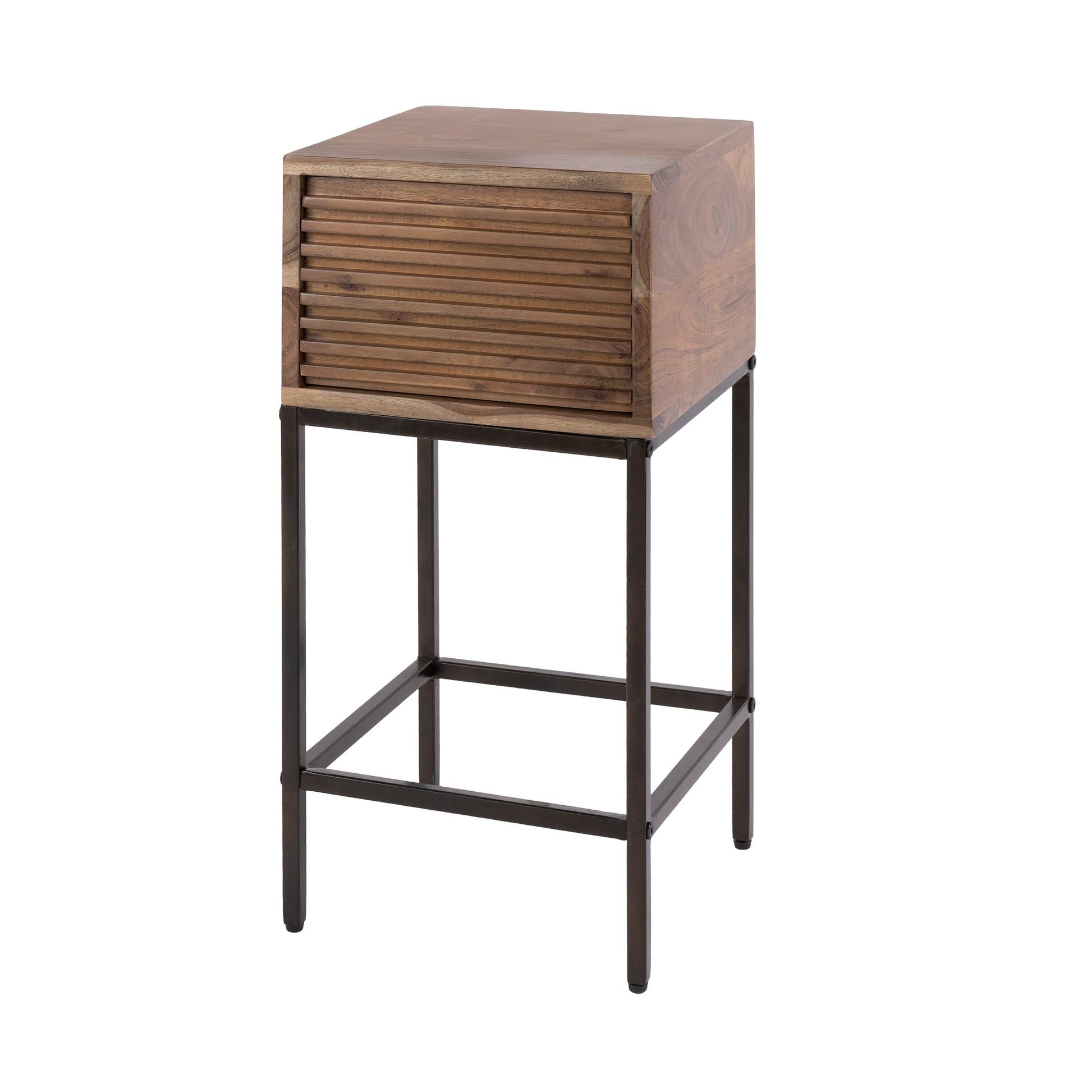 Nachtkastje Line XS 1 lade / Massief acacia bruin – afbeelding 4