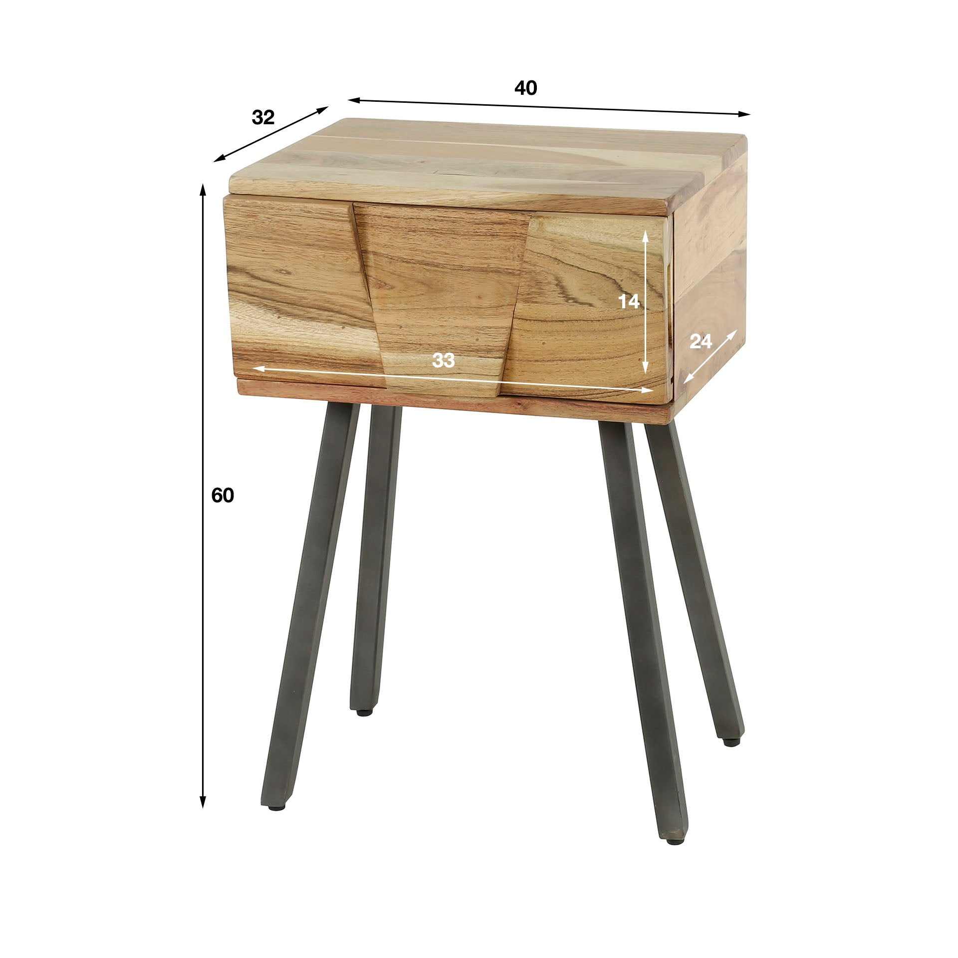 Nachtkastje Demn 1 lade / Massief acacia – afbeelding 5