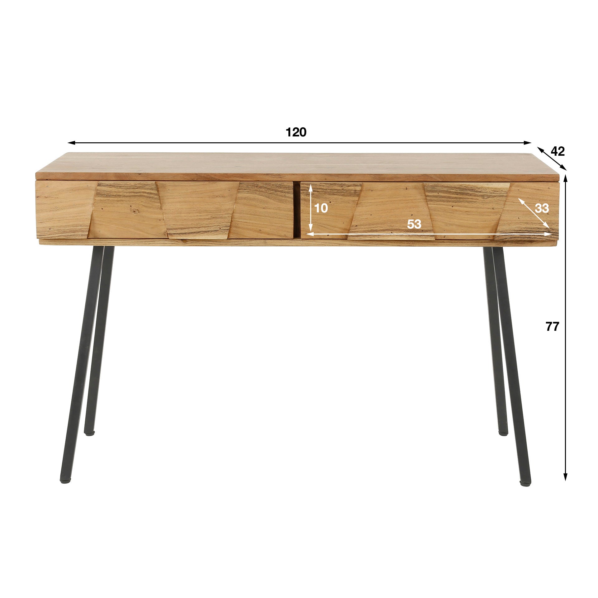 Hal-/kaptafel Demn 2 lades / Massief acacia – afbeelding 7
