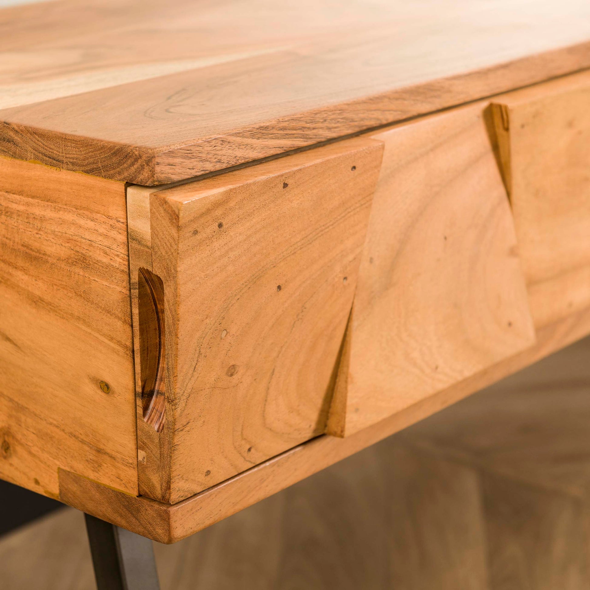 Hal-/kaptafel Demn 2 lades / Massief acacia – afbeelding 4