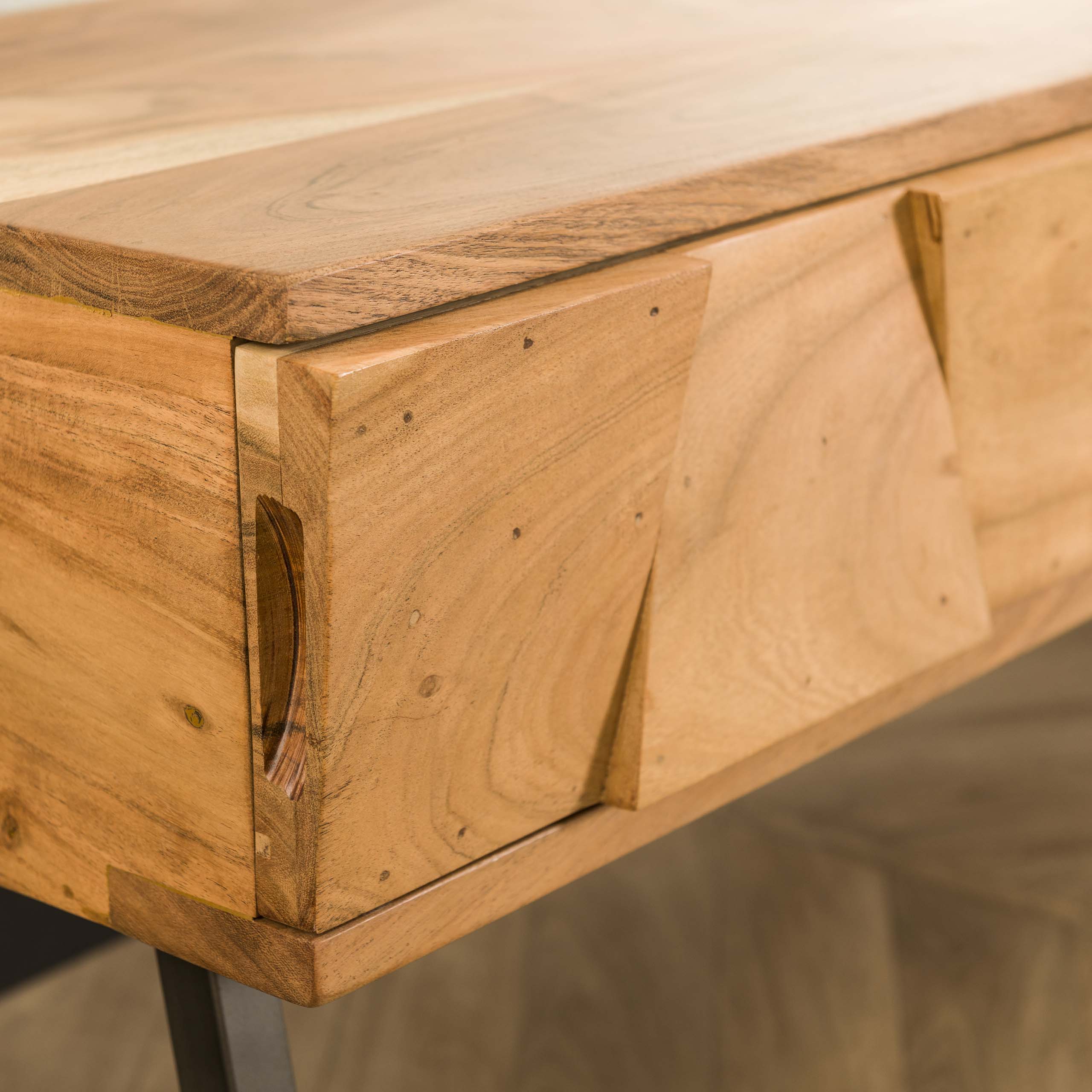 Hal-/kaptafel Demn 2 lades / Massief acacia – afbeelding 4