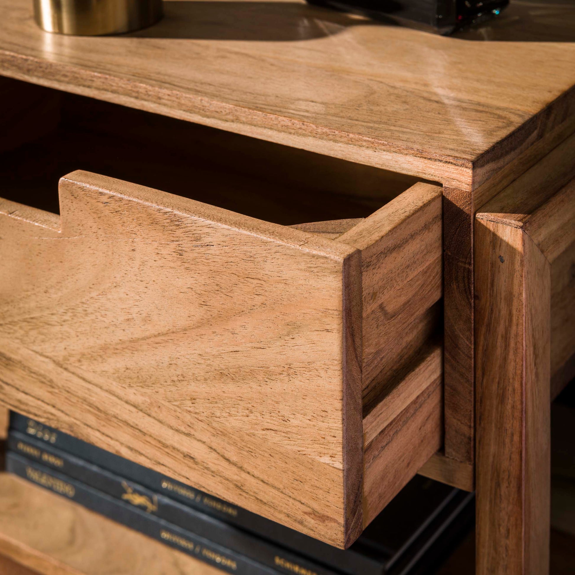 Nachtkastje houten frame zwevend 1 lade / Massief acacia – afbeelding 3