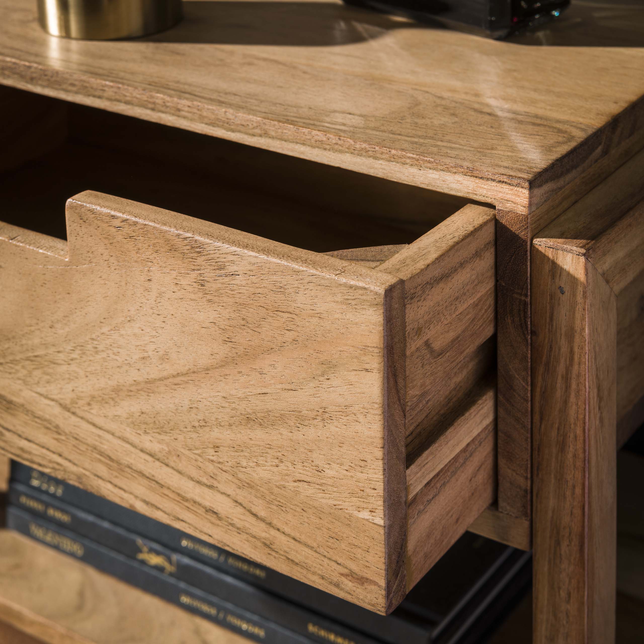 Nachtkastje houten frame zwevend 1 lade / Massief acacia – afbeelding 3