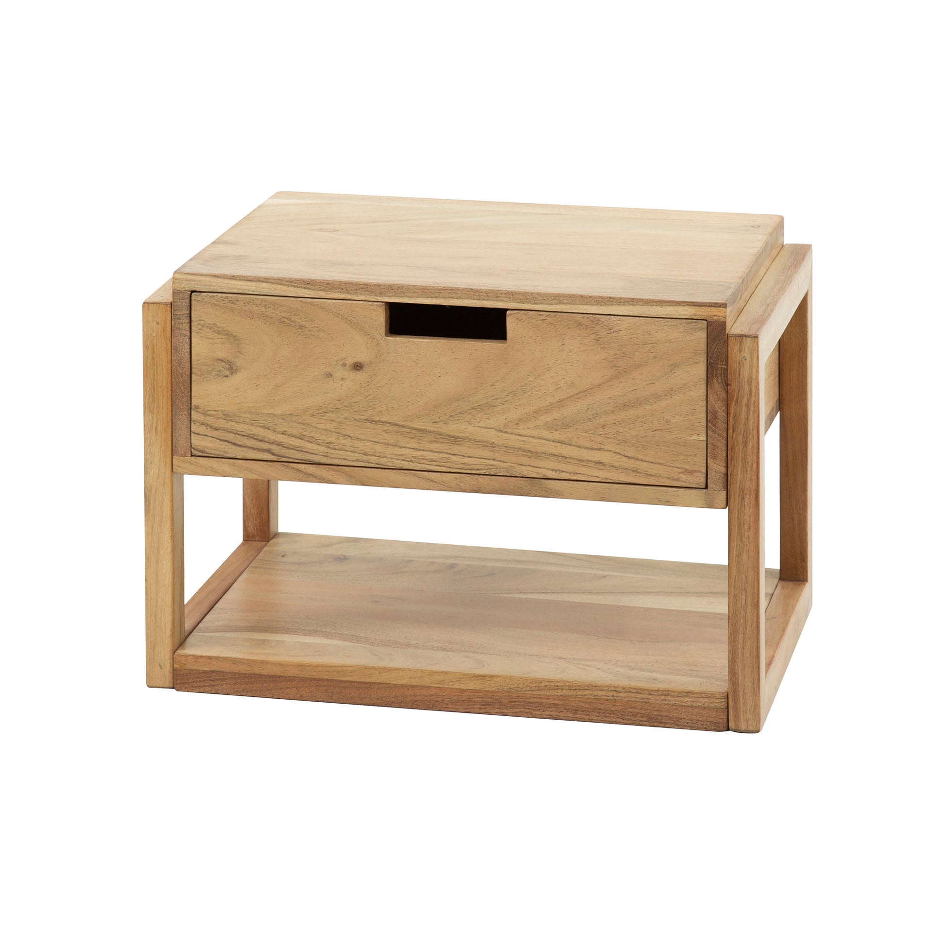 Nachtkastje houten frame zwevend 1 lade / Massief acacia – afbeelding 4