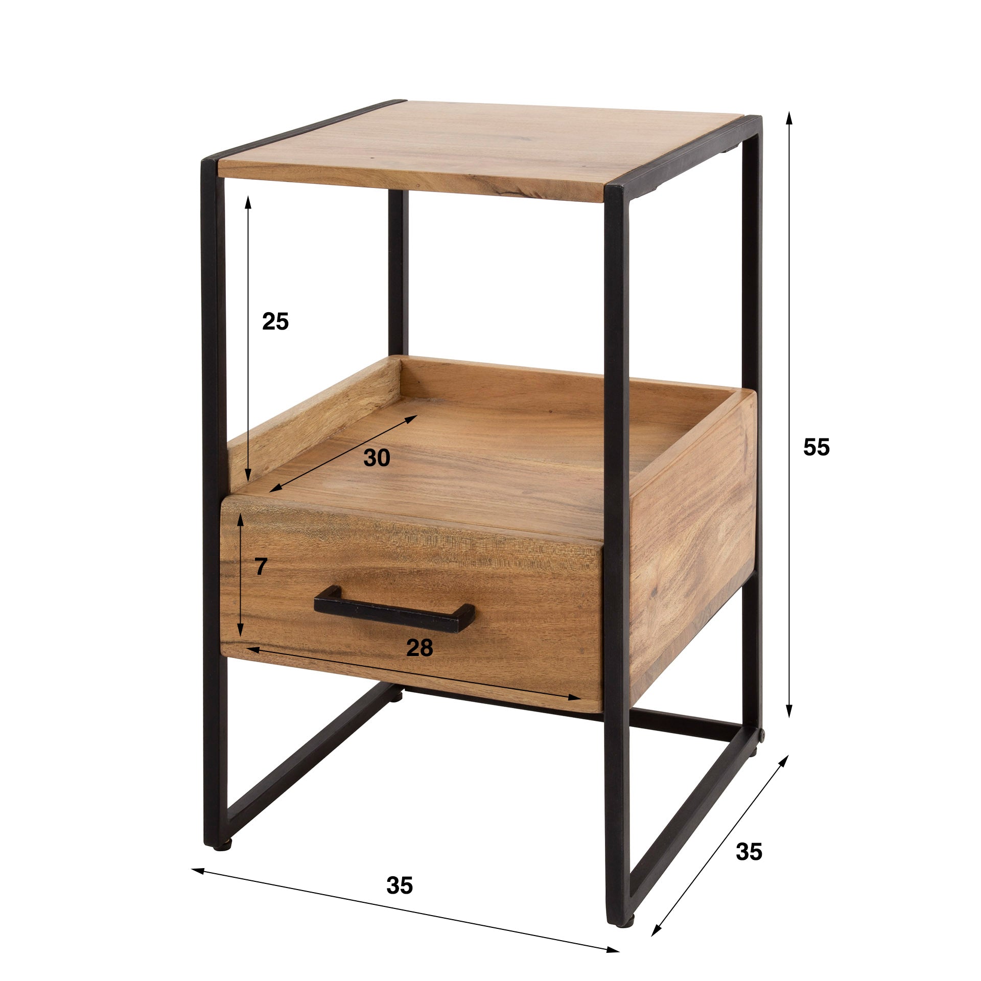 Nachtkastje Niche XS 1 lade / Massief acacia – afbeelding 6