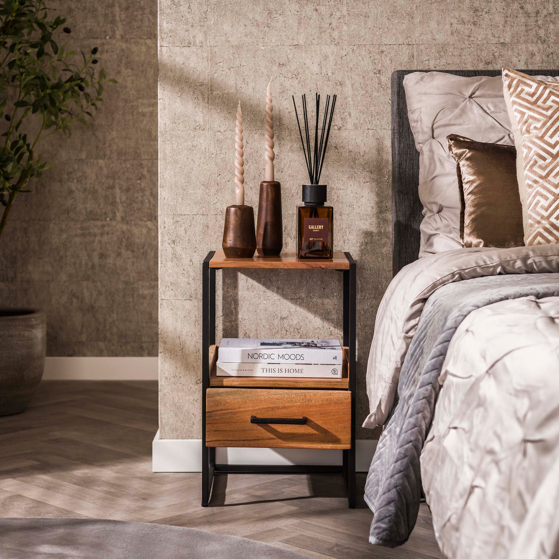 Nachtkastje Niche XS 1 lade / Massief acacia – afbeelding 2