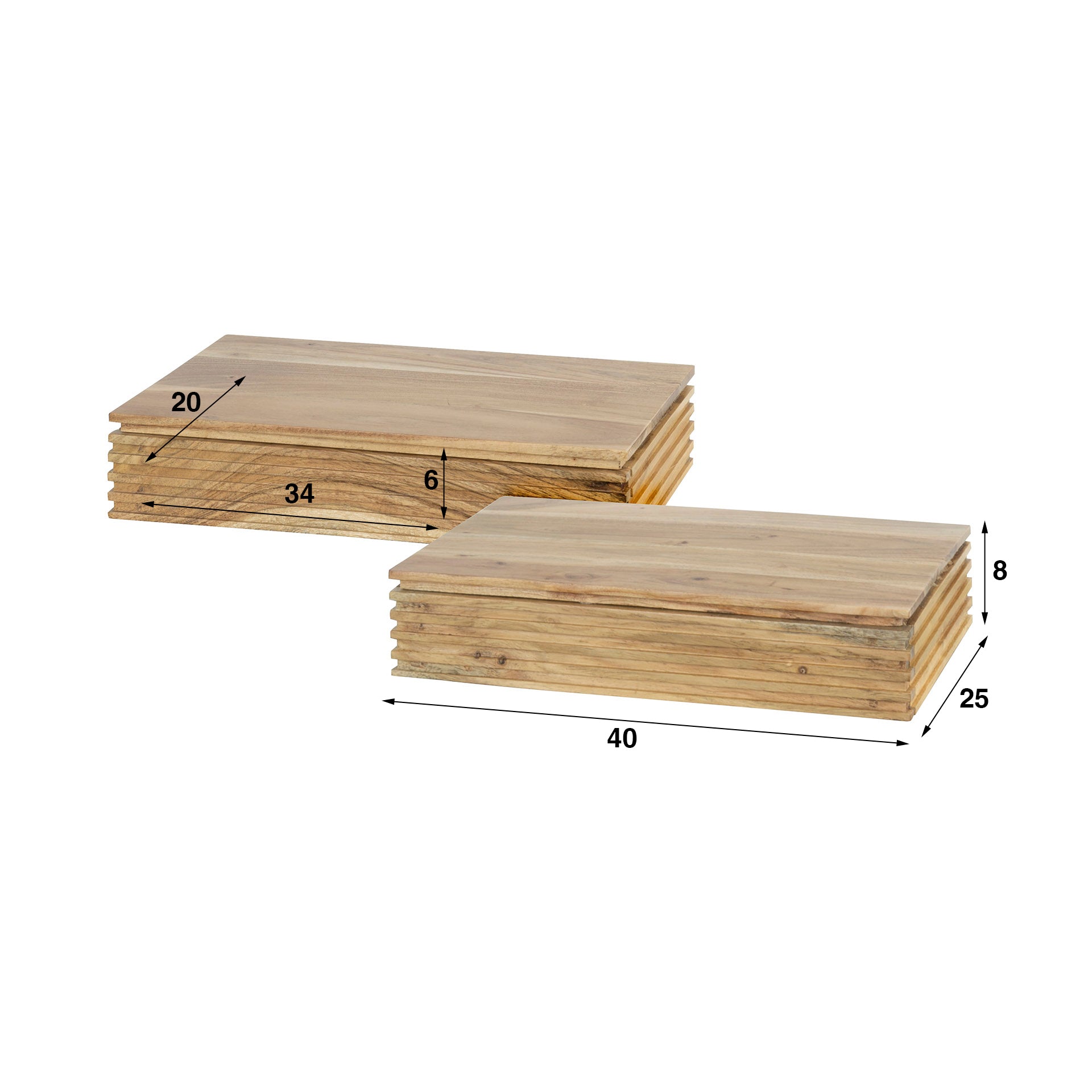 Nachtkastje Layer L 1 lade set van 2 / Massief acacia – afbeelding 6