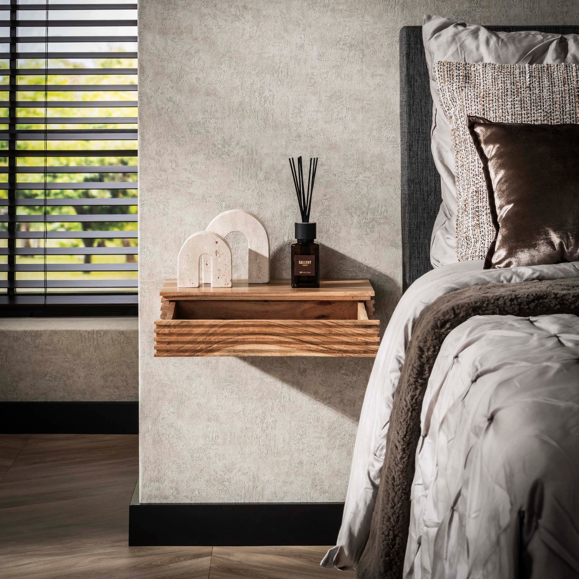 Nachtkastje Layer L 1 lade set van 2 / Massief acacia – afbeelding 2