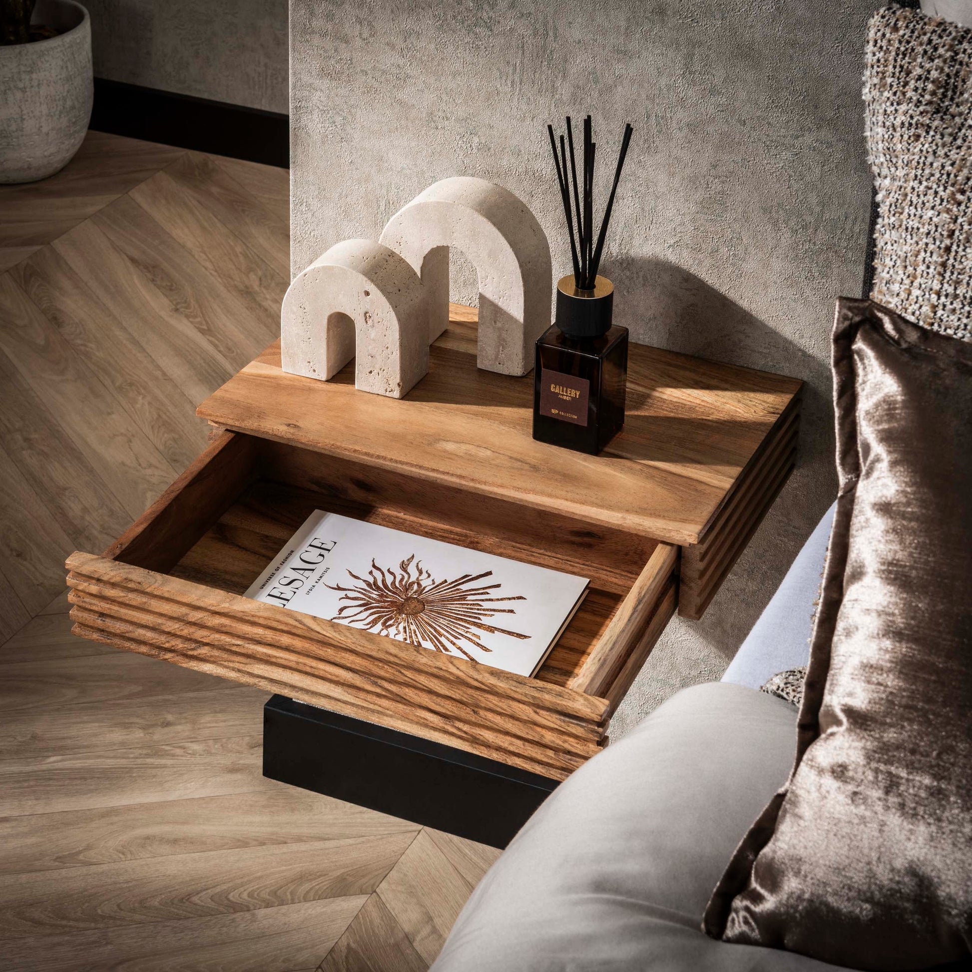 Nachtkastje Layer L 1 lade set van 2 / Massief acacia – afbeelding 4