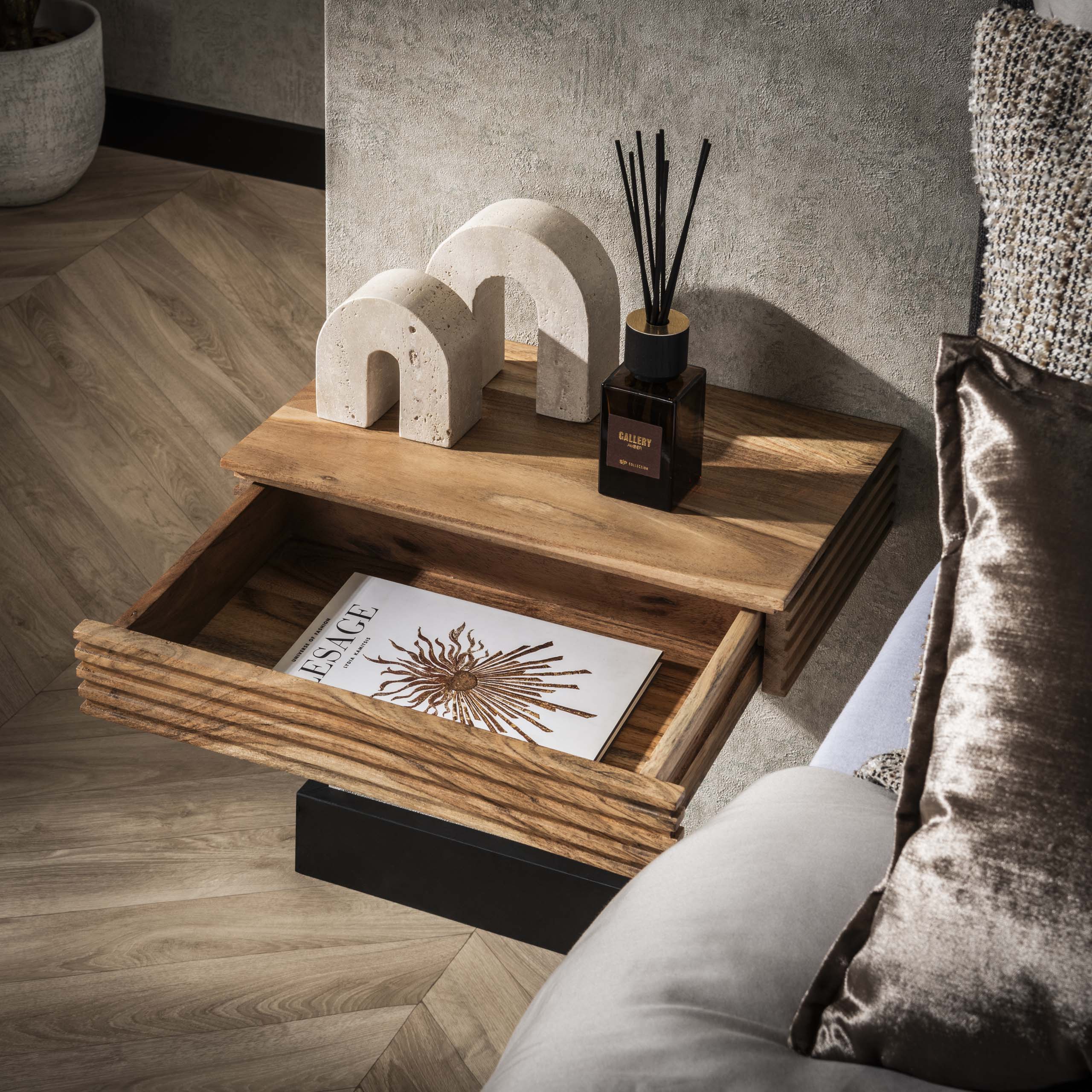 Nachtkastje Layer L 1 lade set van 2 / Massief acacia – afbeelding 4