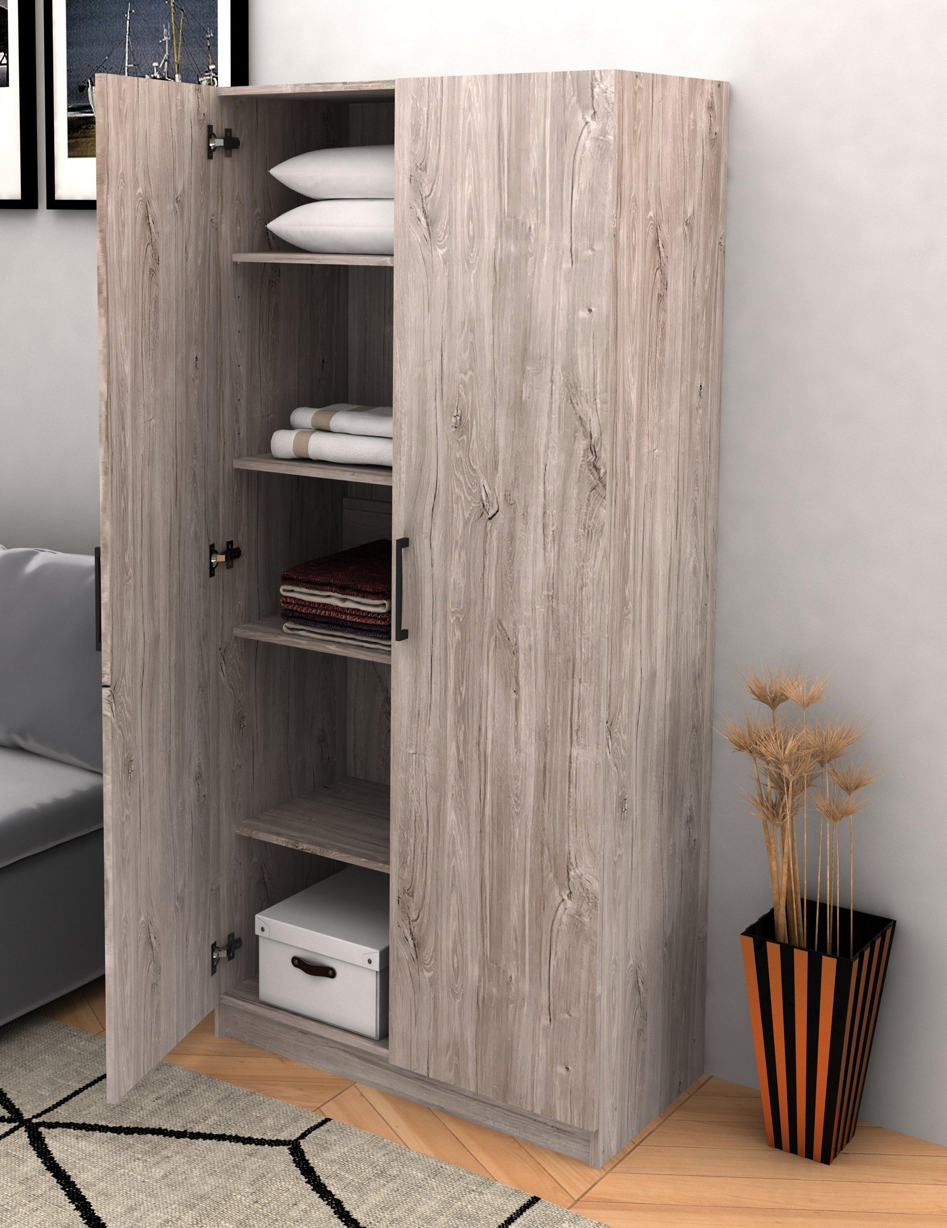 Bergkast Grijs 2 deuren 80cm - Kast - Meubelen Robbrecht