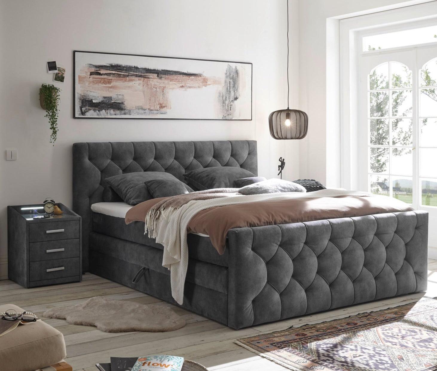 Boxspring Royal Field - Zwarte velvet - Boxspring - Meubelen Robbrecht