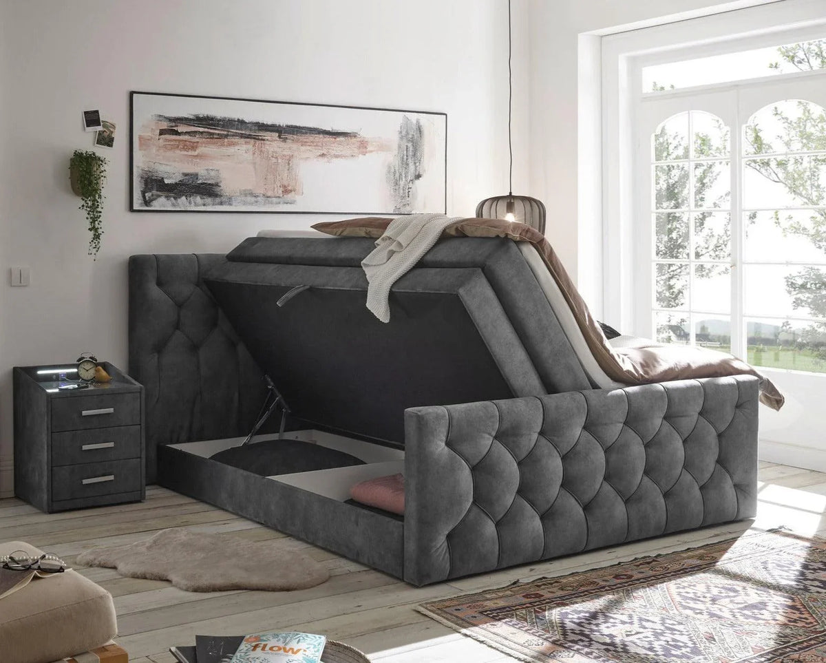 Royal Box Spring Boxspring Royal Field Zwart Velvet | Luxe | Extra Groot Hoofdbord ...
