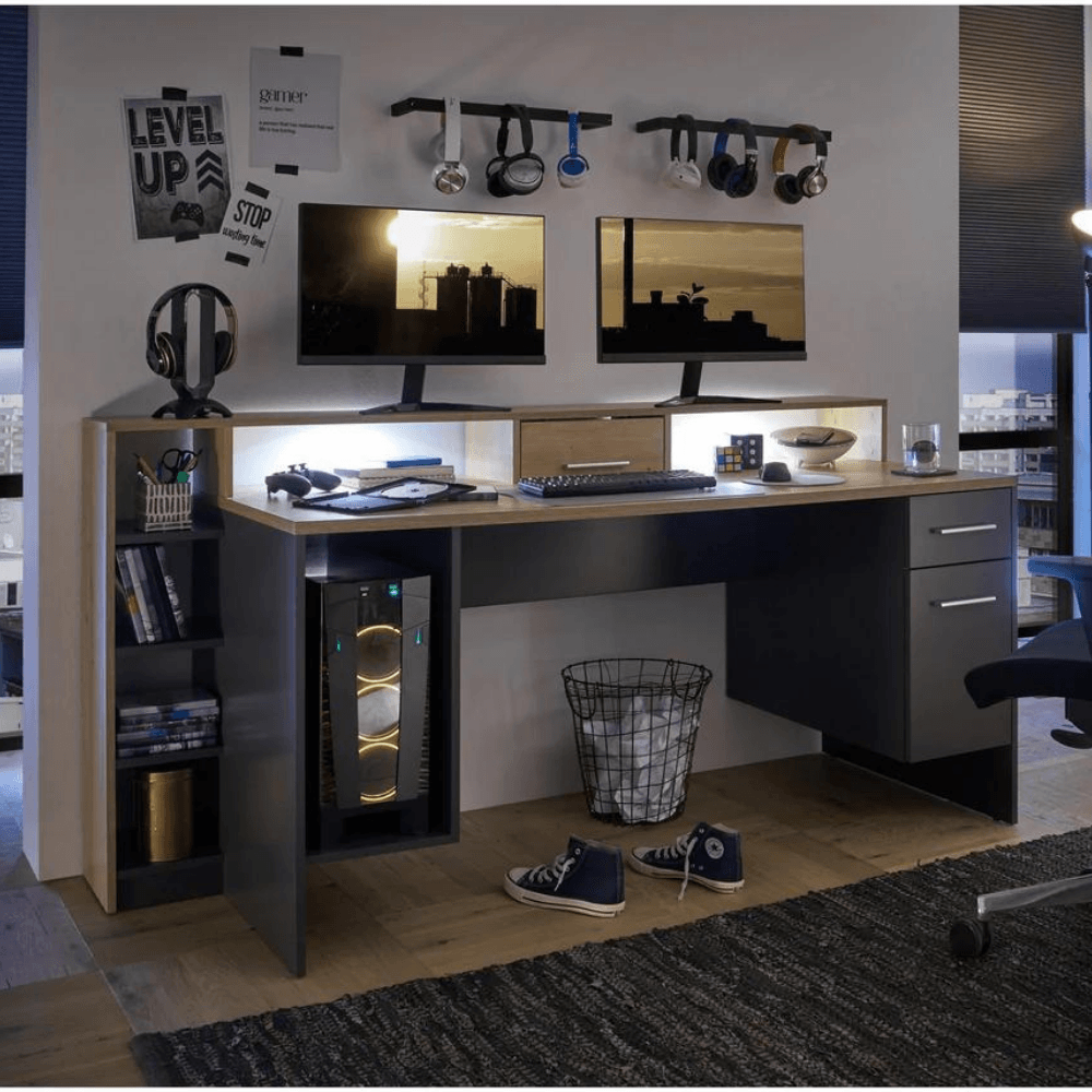 Bureau grijs multifunctioneel - Bureau - Meubelen Robbrecht