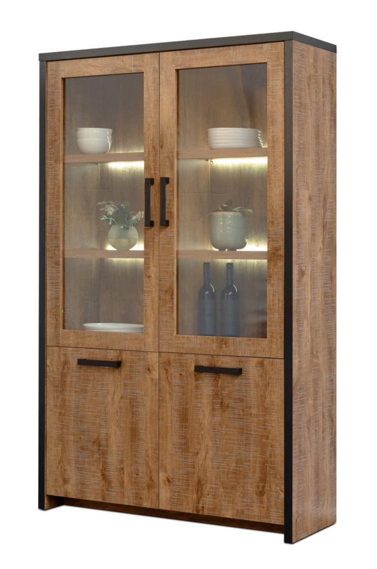 Eetkamerset Star met glaskast + LED - Eetkamerset - Meubelen Robbrecht