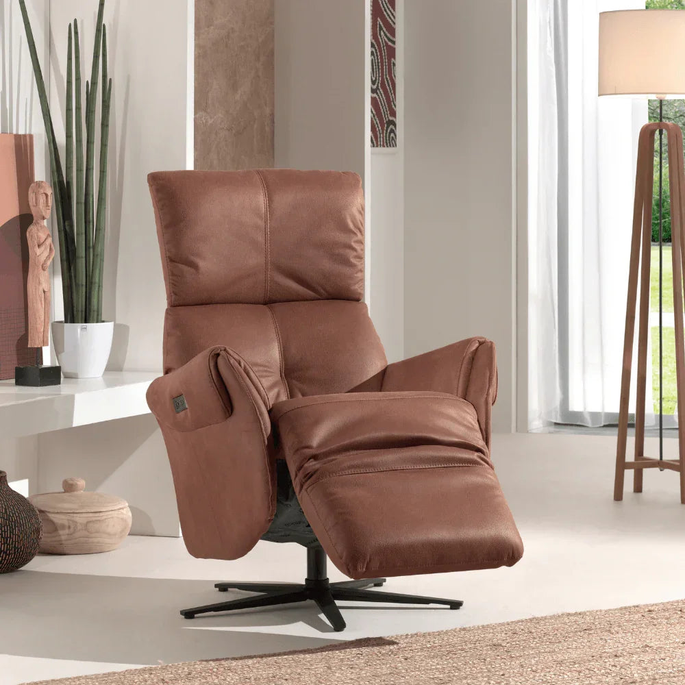 Elektrische relax in cognac leder - Relax - Meubelen Robbrecht