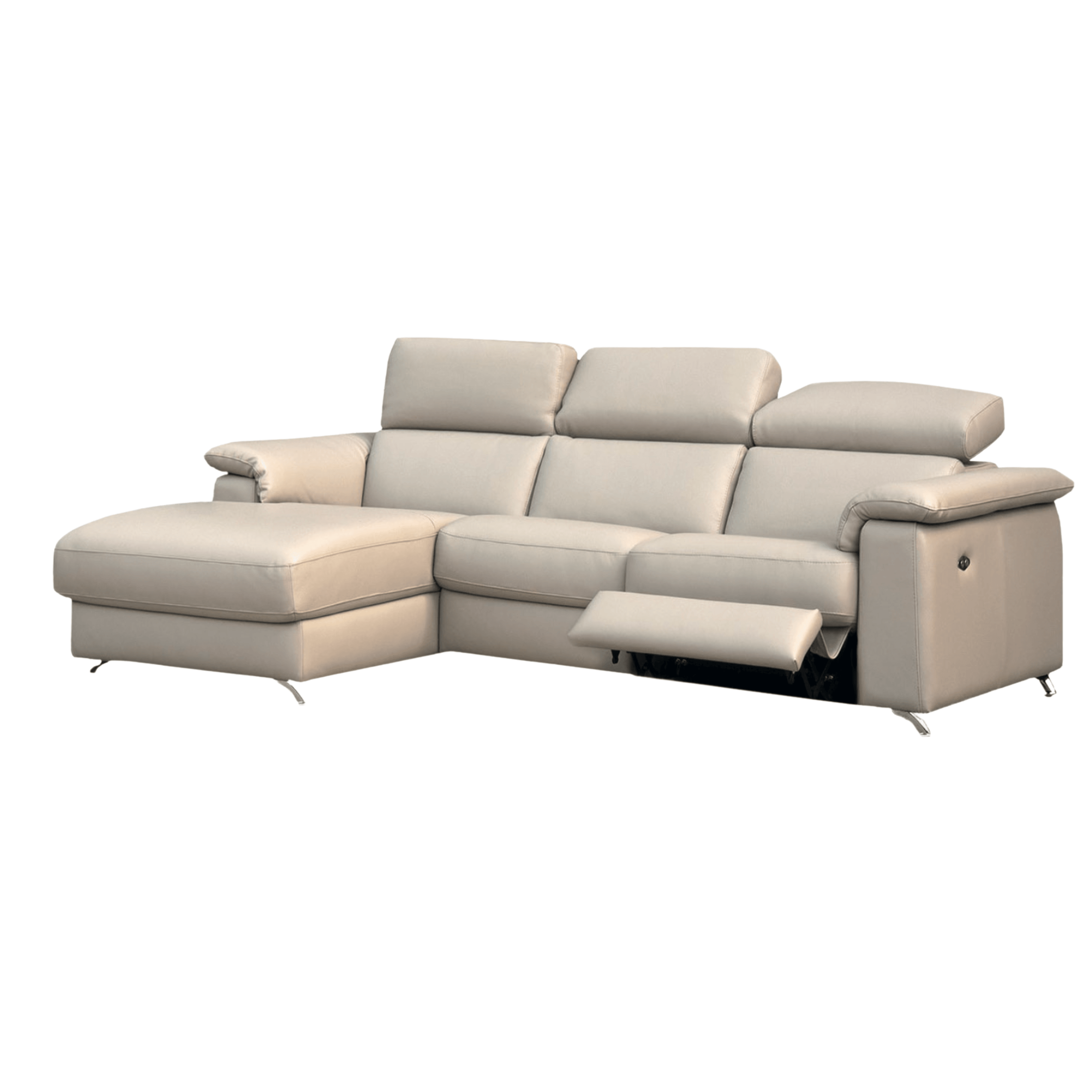 Hoeksalon Pandora - Italiaans leder met elektrische relax - Salon - Meubelen Robbrecht