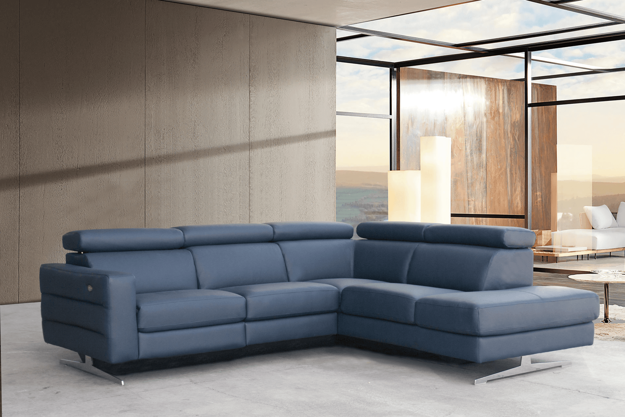 Leren Italiaanse hoeksalon met elektrische relax - Salon - Meubelen Robbrecht