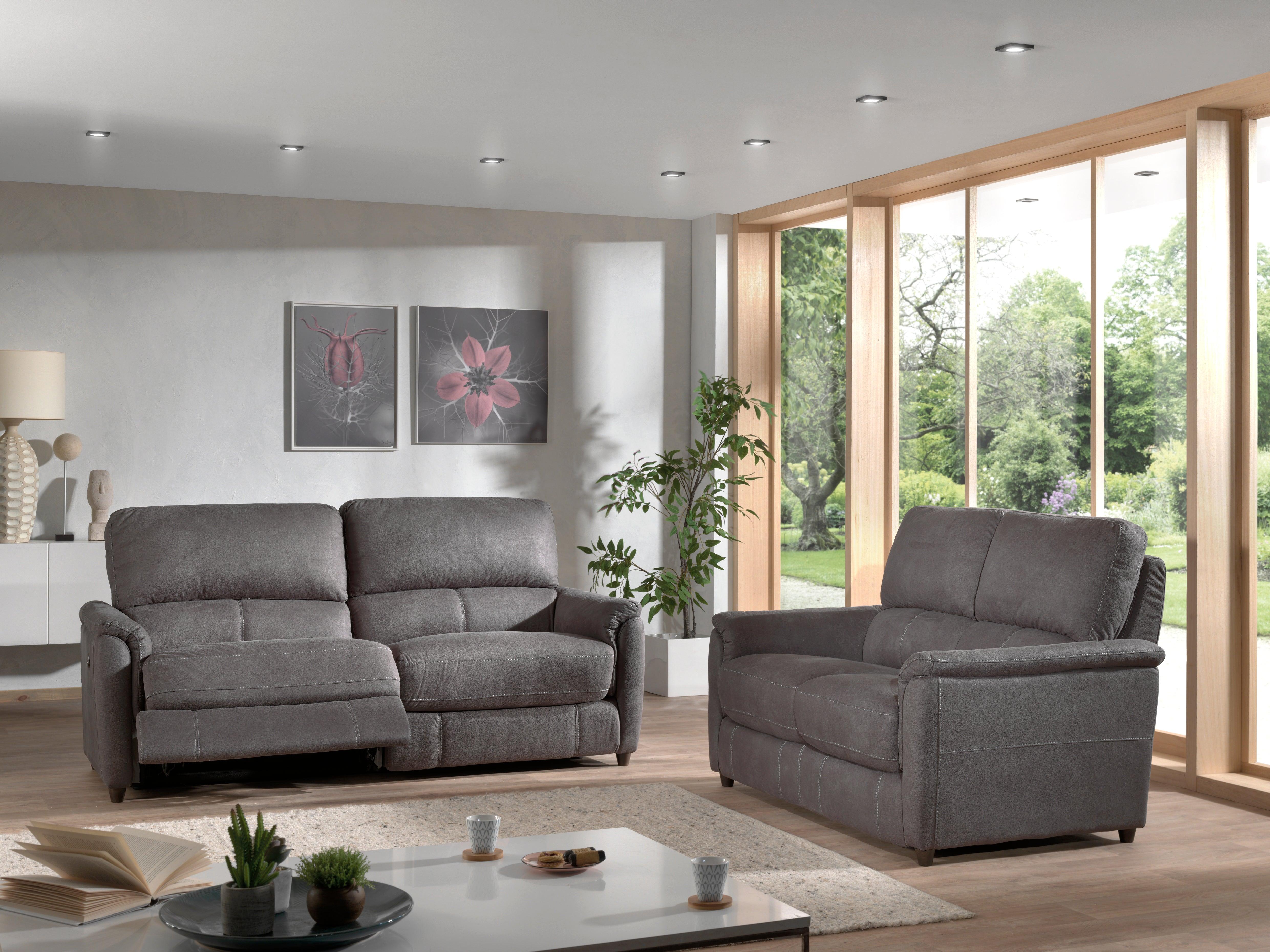 Salon 3-zit met 2 elektrische relaxen + Vaste 2-zit - Salon - Meubelen Robbrecht