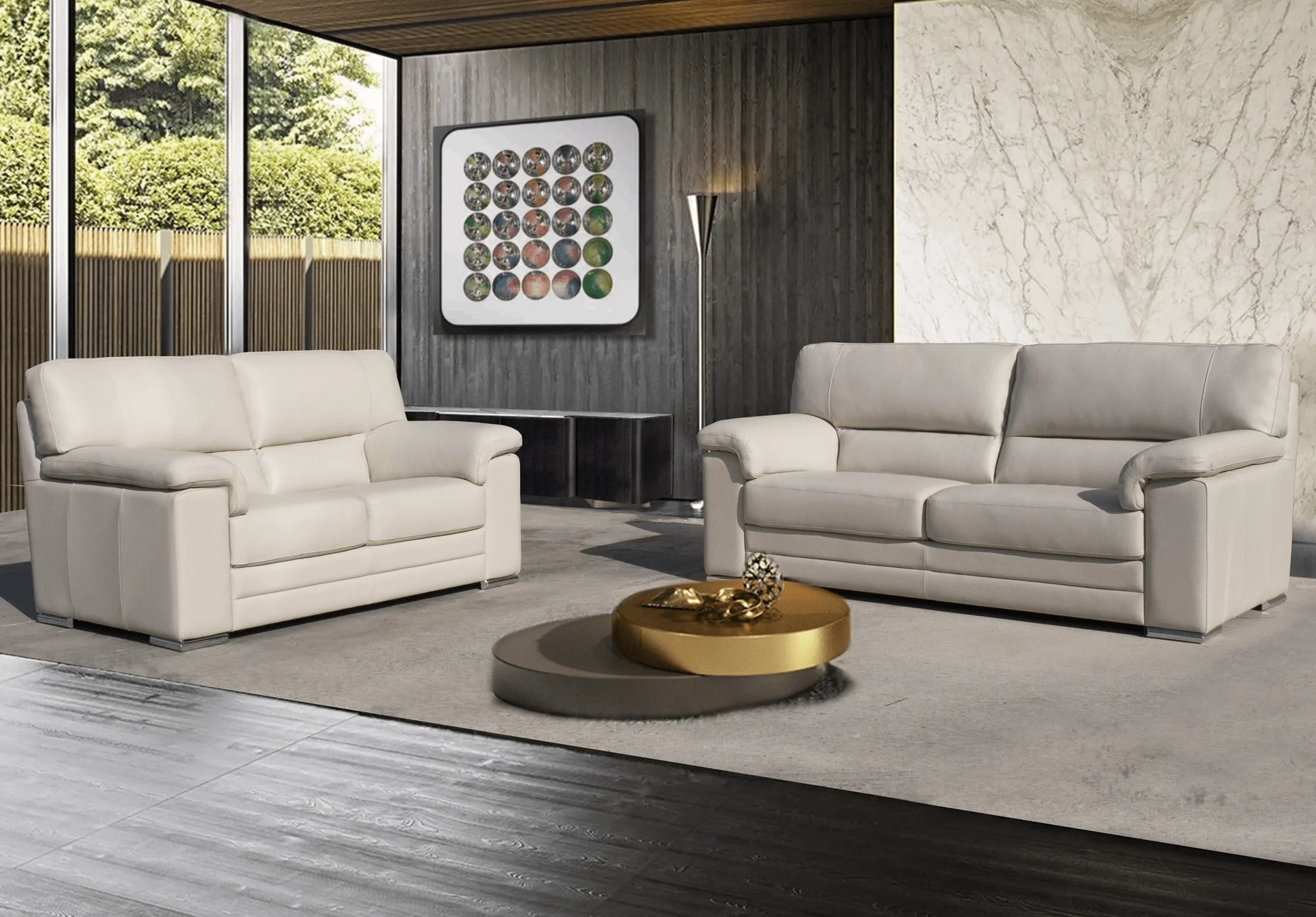 Salon Logos 3 + 2-zit in vol leder - Salon - Meubelen Robbrecht