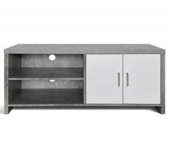 Tv-meubel 2 deuren in kleur beton/wit - TV-meubel - Meubelen Robbrecht
