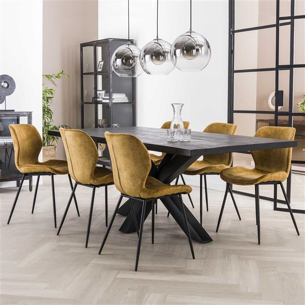 Velvet stoel goud - Stoel - Meubelen Robbrecht